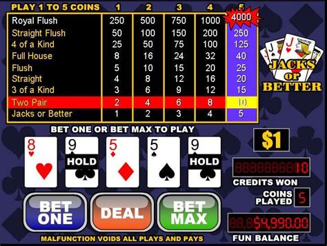 Play Online Jacks or Better for Real Money or Free.